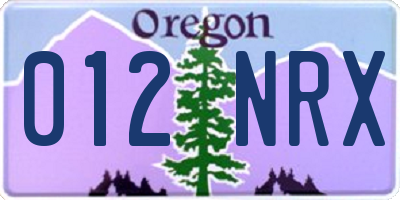 OR license plate 012NRX