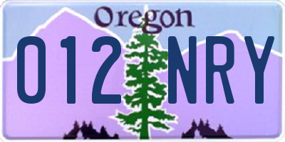 OR license plate 012NRY