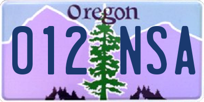 OR license plate 012NSA