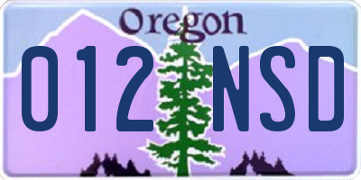 OR license plate 012NSD