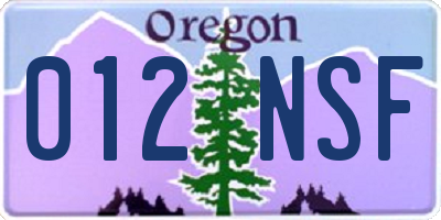 OR license plate 012NSF