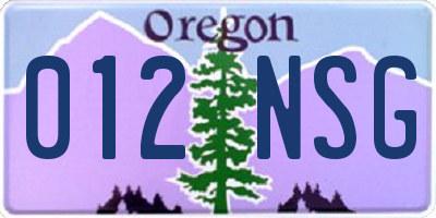 OR license plate 012NSG