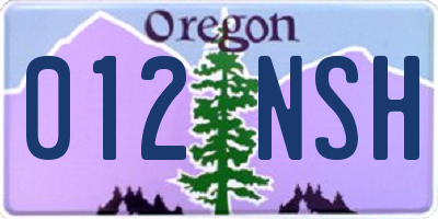 OR license plate 012NSH