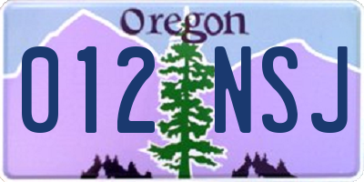 OR license plate 012NSJ