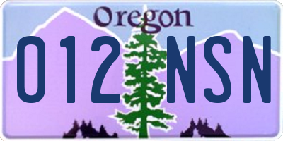 OR license plate 012NSN