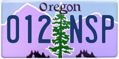 OR license plate 012NSP