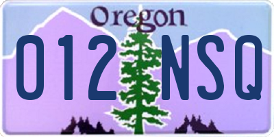 OR license plate 012NSQ