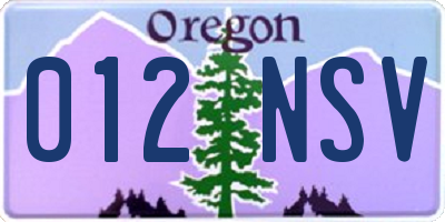 OR license plate 012NSV
