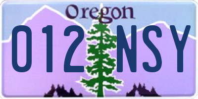 OR license plate 012NSY