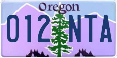 OR license plate 012NTA
