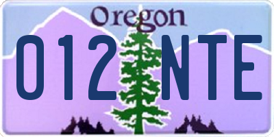 OR license plate 012NTE