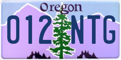 OR license plate 012NTG