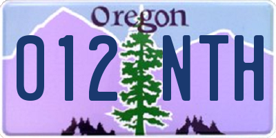 OR license plate 012NTH