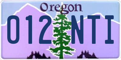 OR license plate 012NTI