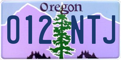 OR license plate 012NTJ