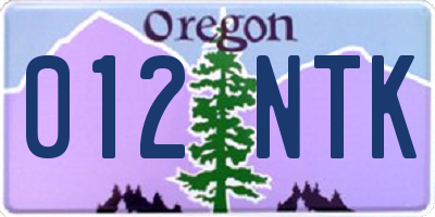 OR license plate 012NTK