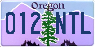 OR license plate 012NTL