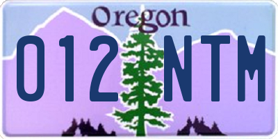 OR license plate 012NTM