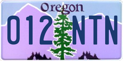 OR license plate 012NTN