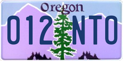 OR license plate 012NTO