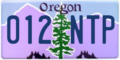 OR license plate 012NTP