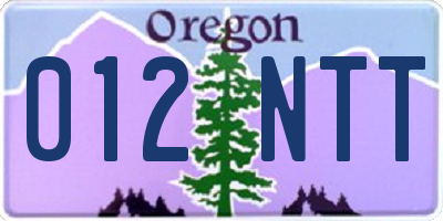OR license plate 012NTT