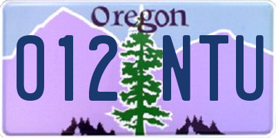 OR license plate 012NTU