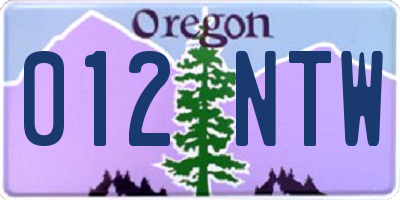 OR license plate 012NTW