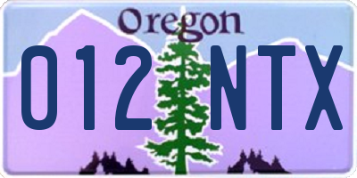 OR license plate 012NTX
