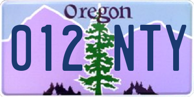 OR license plate 012NTY