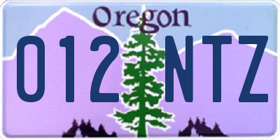 OR license plate 012NTZ