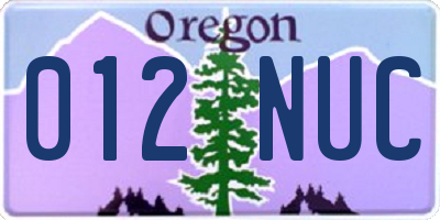 OR license plate 012NUC
