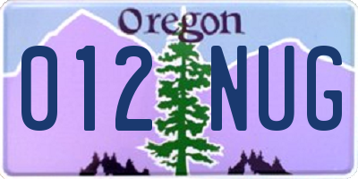 OR license plate 012NUG