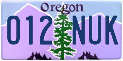 OR license plate 012NUK