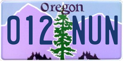 OR license plate 012NUN