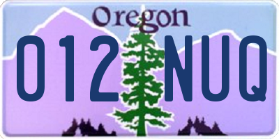 OR license plate 012NUQ