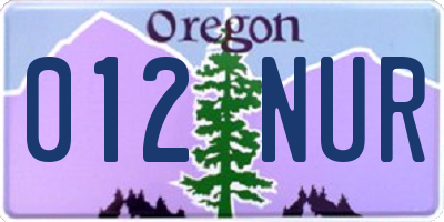 OR license plate 012NUR