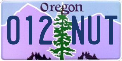 OR license plate 012NUT