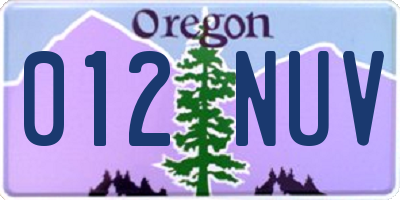 OR license plate 012NUV