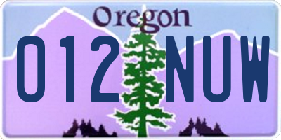 OR license plate 012NUW