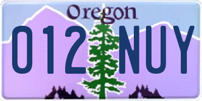 OR license plate 012NUY