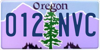 OR license plate 012NVC
