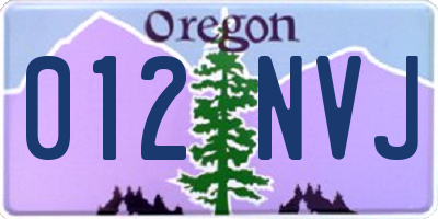 OR license plate 012NVJ