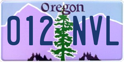 OR license plate 012NVL