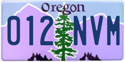 OR license plate 012NVM