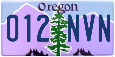 OR license plate 012NVN