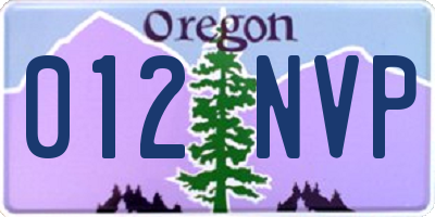 OR license plate 012NVP