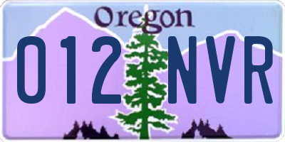 OR license plate 012NVR