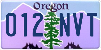 OR license plate 012NVT