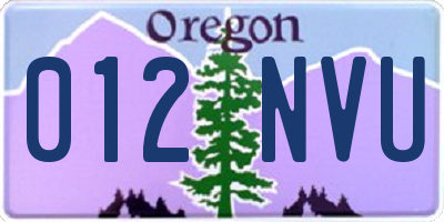 OR license plate 012NVU